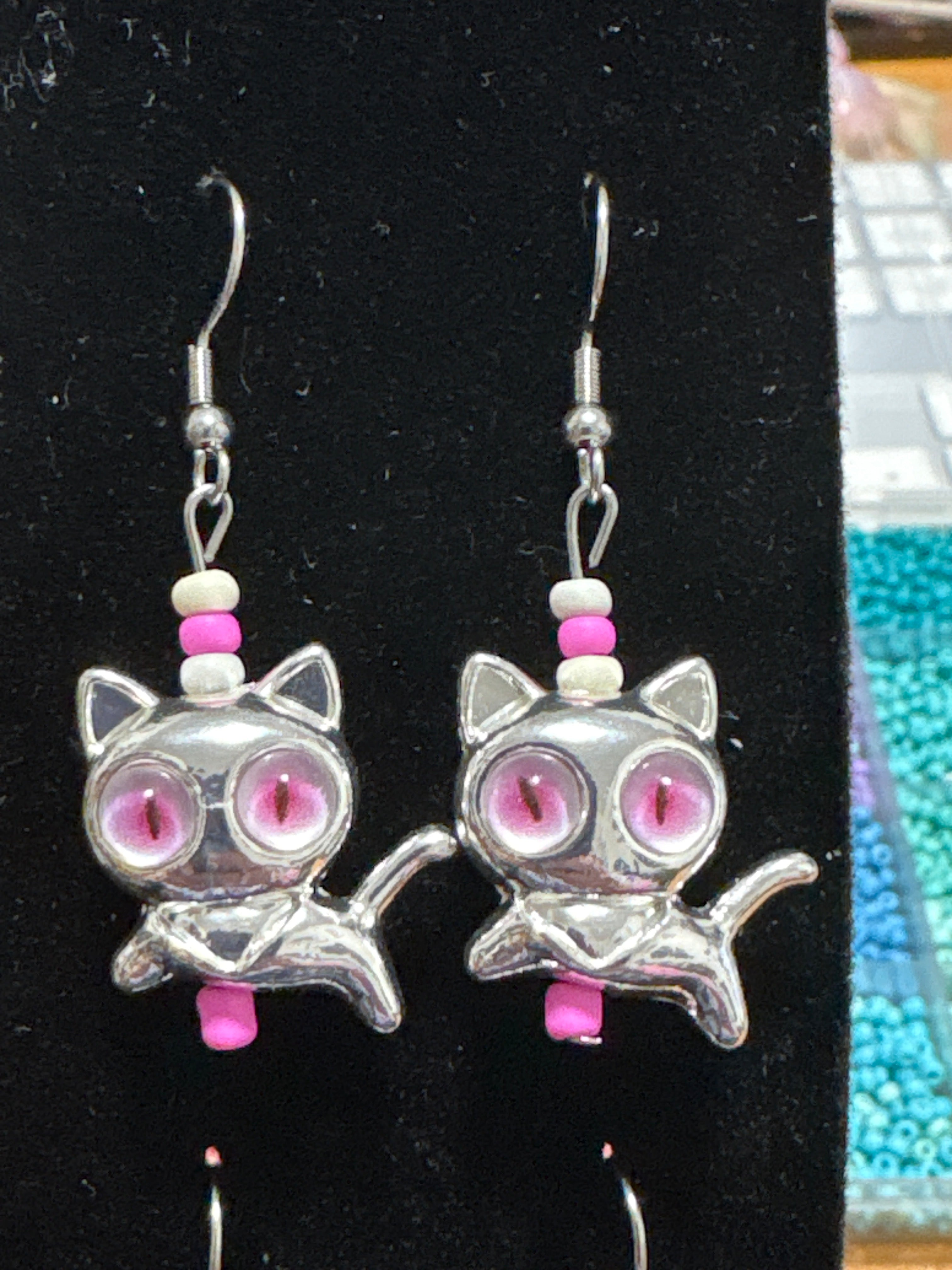 Silver Cat Earrings