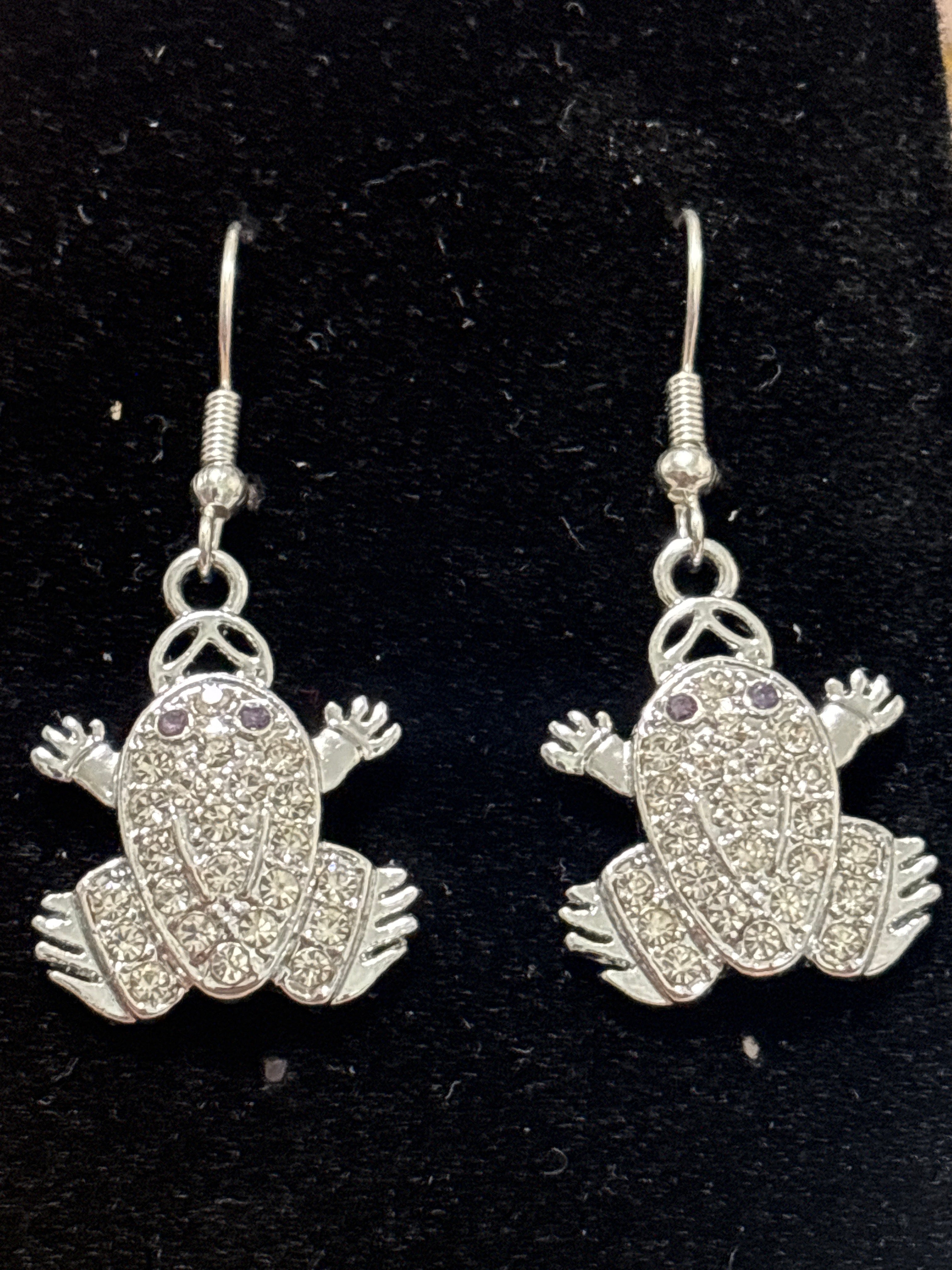 Purple eye Frog Earrings