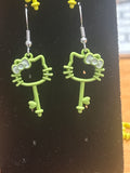 Hello Cat Key Heart Earrings