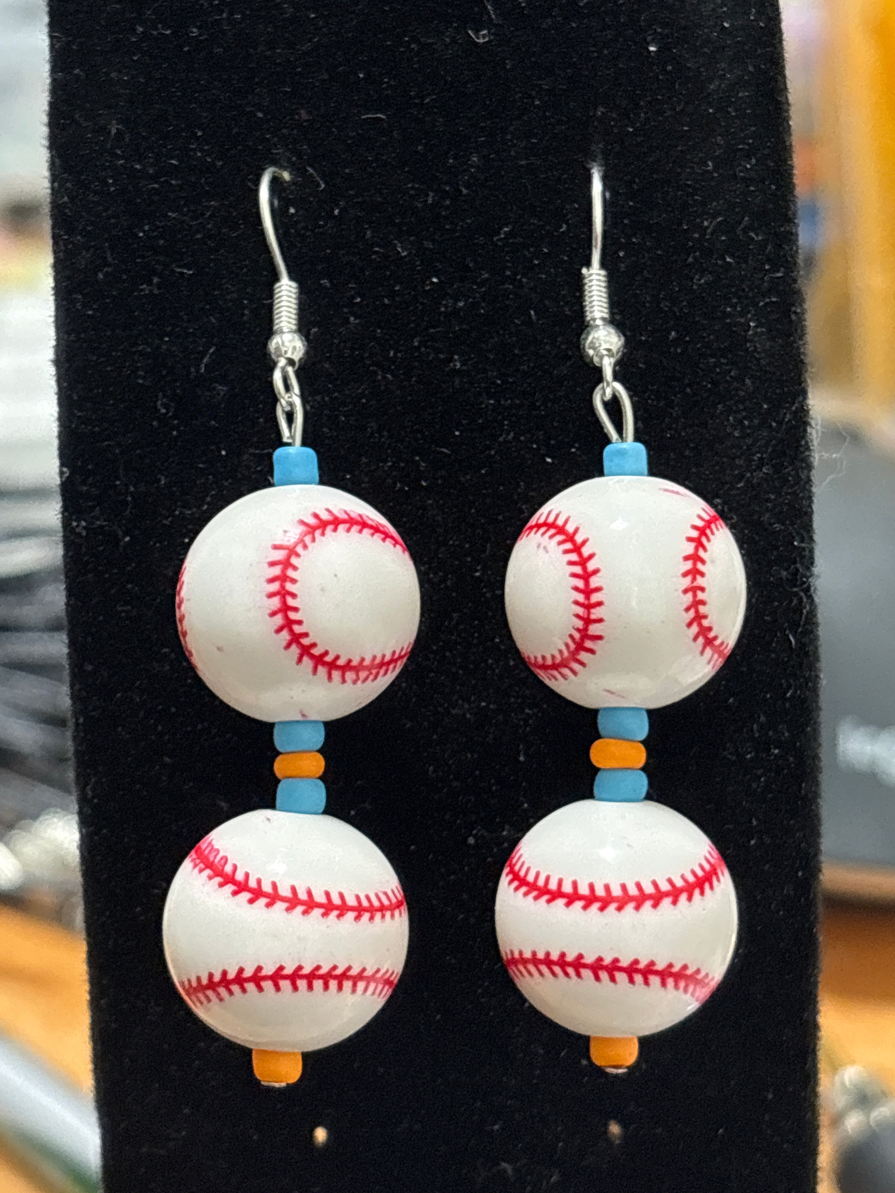 Double baseball earrings