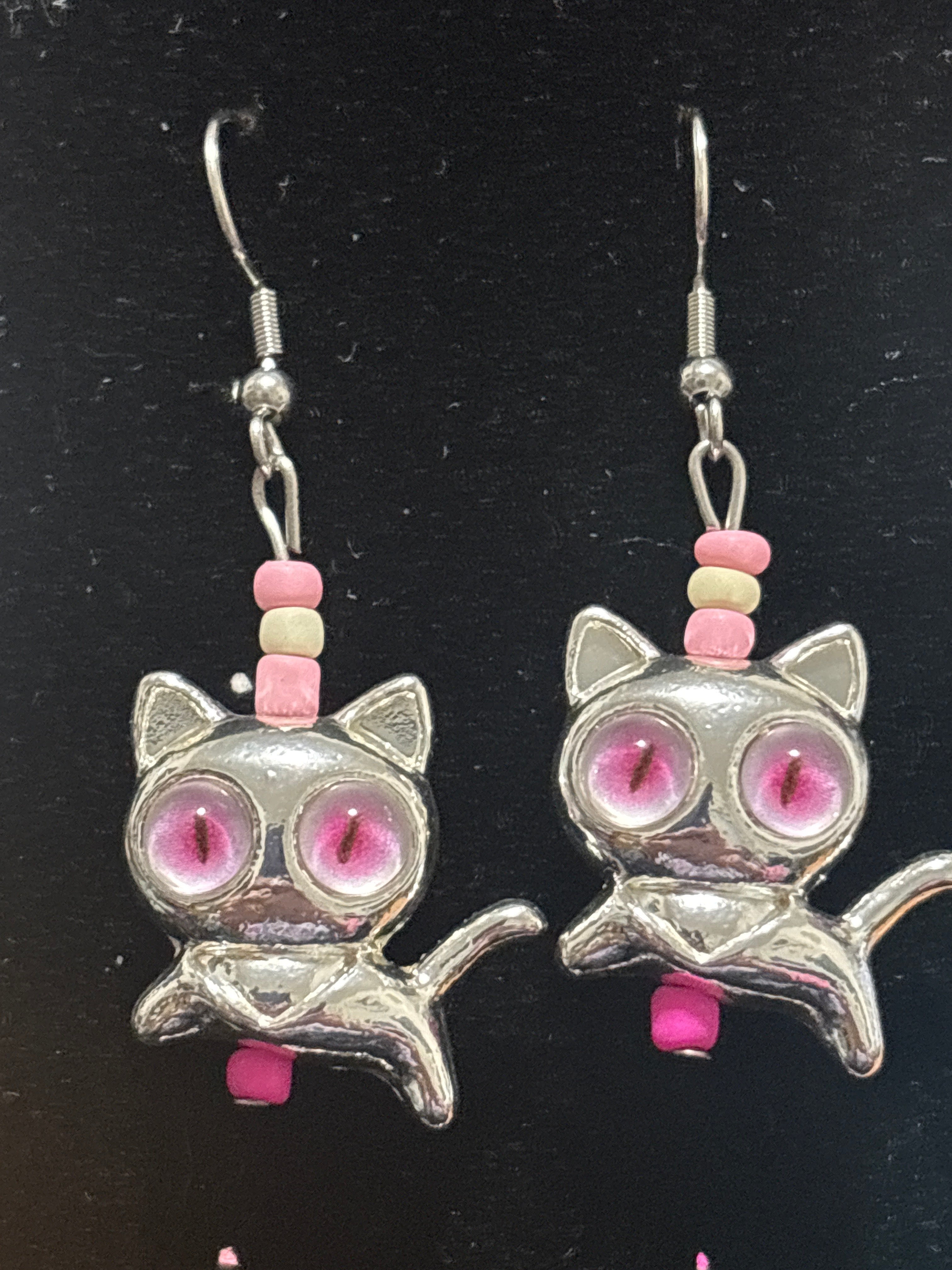 Silver Cat Earrings