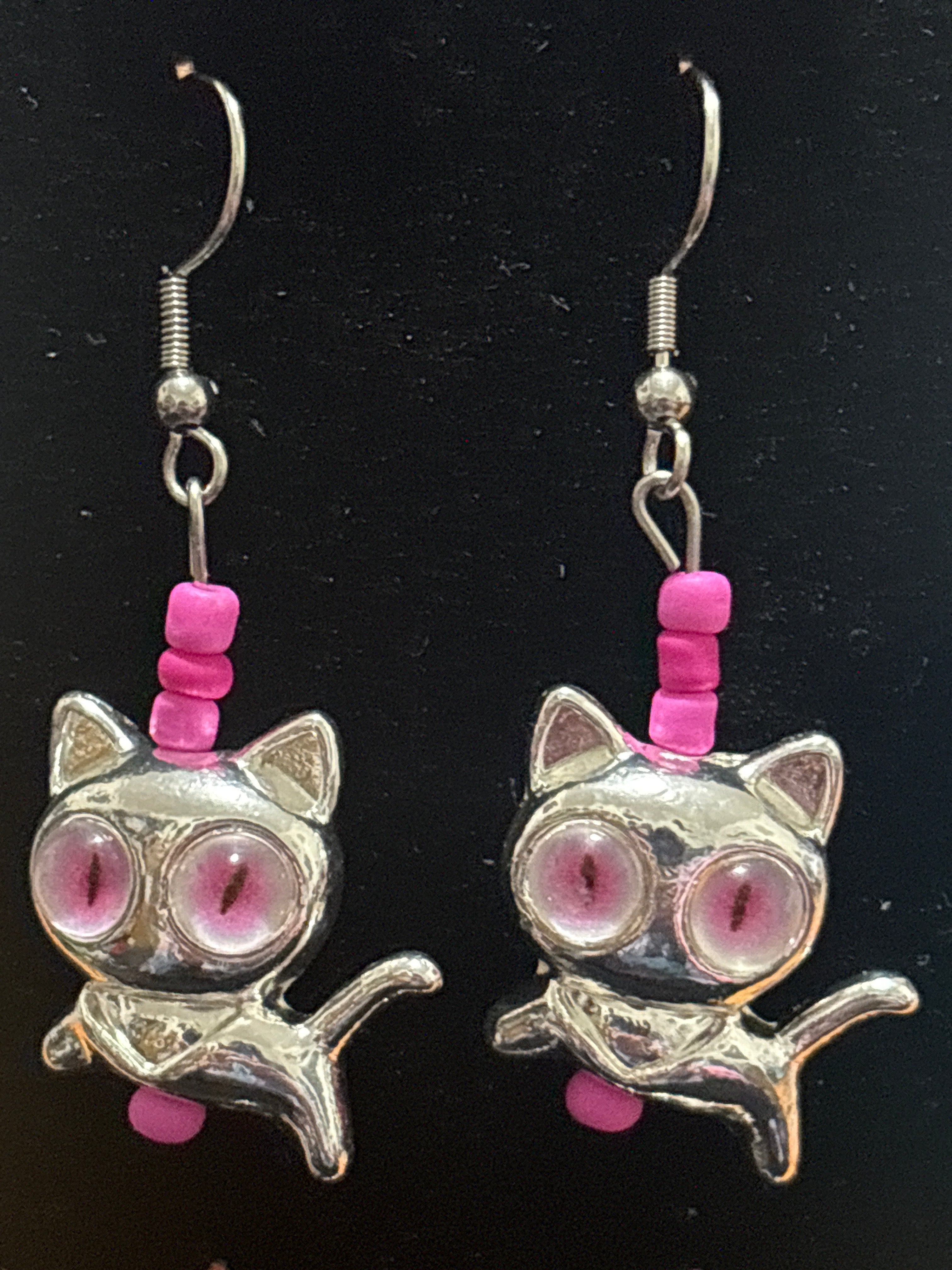 Silver Cat Earrings